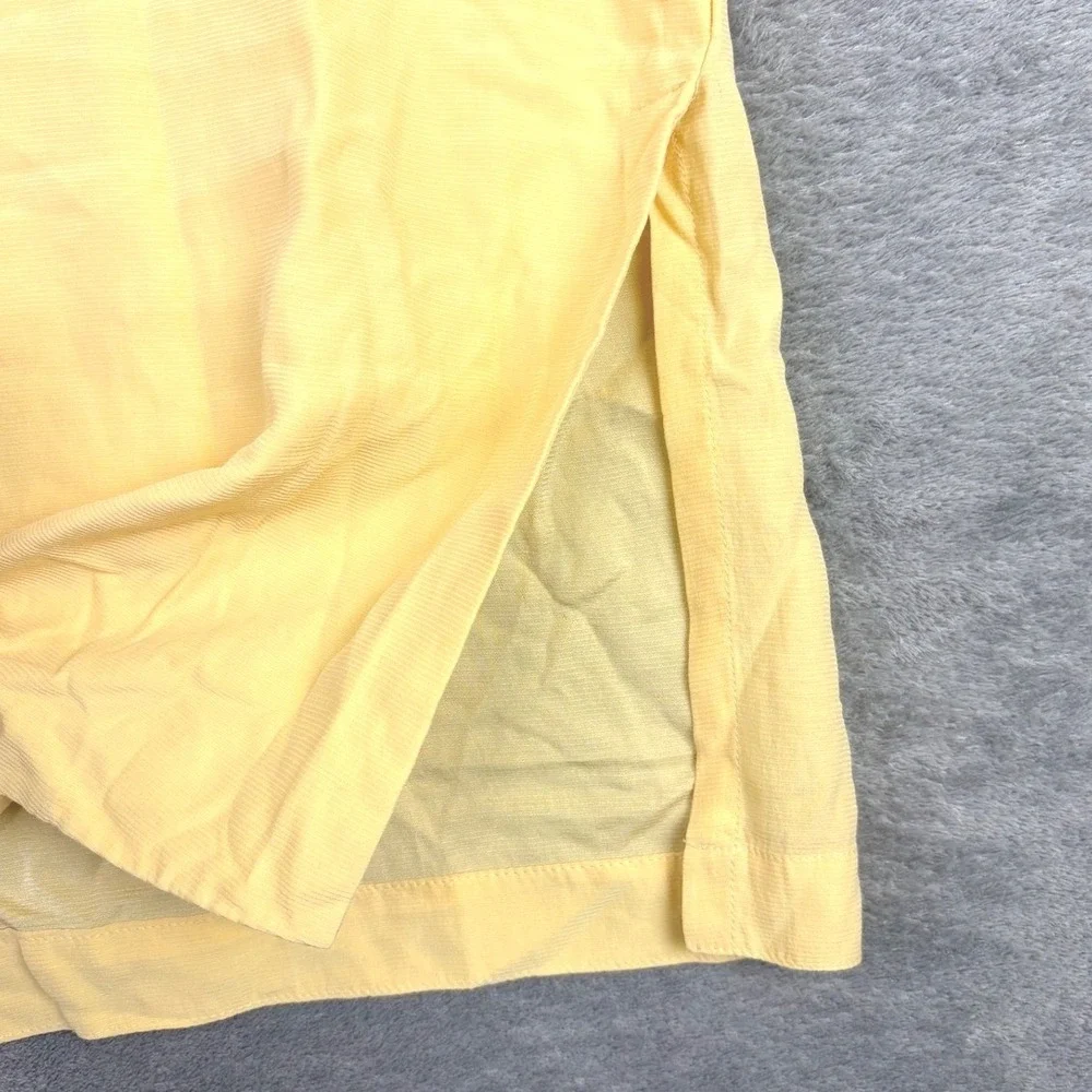 Eileen Fisher M L Yellow‎ Silk Button Front Blouse Tunic Long Sleeve Minimalist